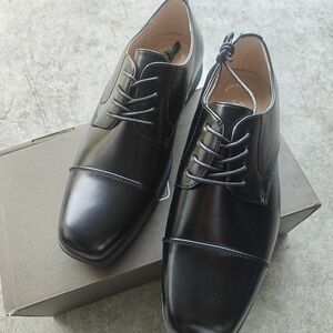 Florsheim Black Cap-Toe Kids Dress Shoes